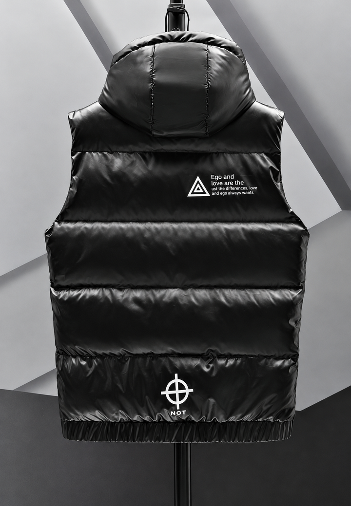 Gewatteerd herenbodywarmer met verstelbare capuchon en glanzende afwerking - Keldan