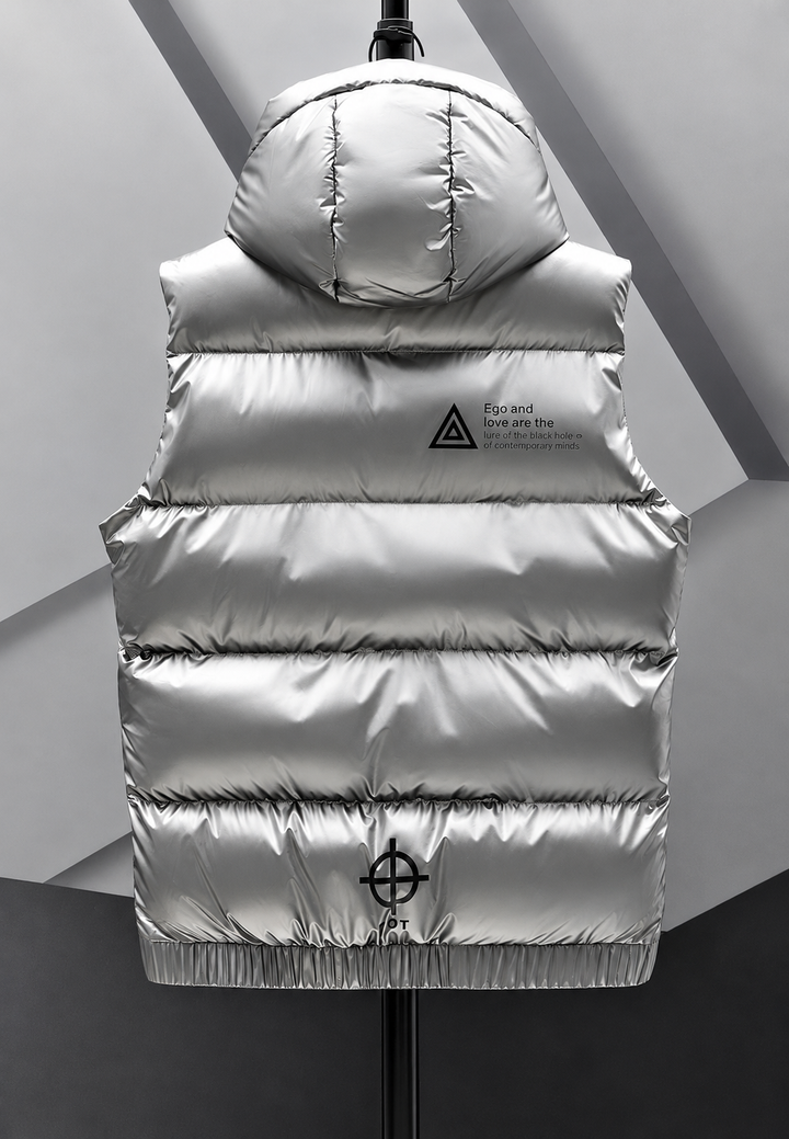 Gewatteerd herenbodywarmer met verstelbare capuchon en glanzende afwerking - Keldan