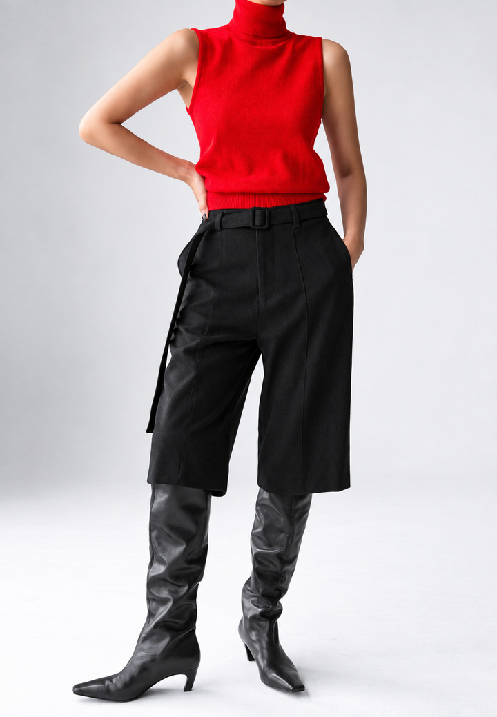 Mouwloze gebreide damesblouse met hoge hals - Velia