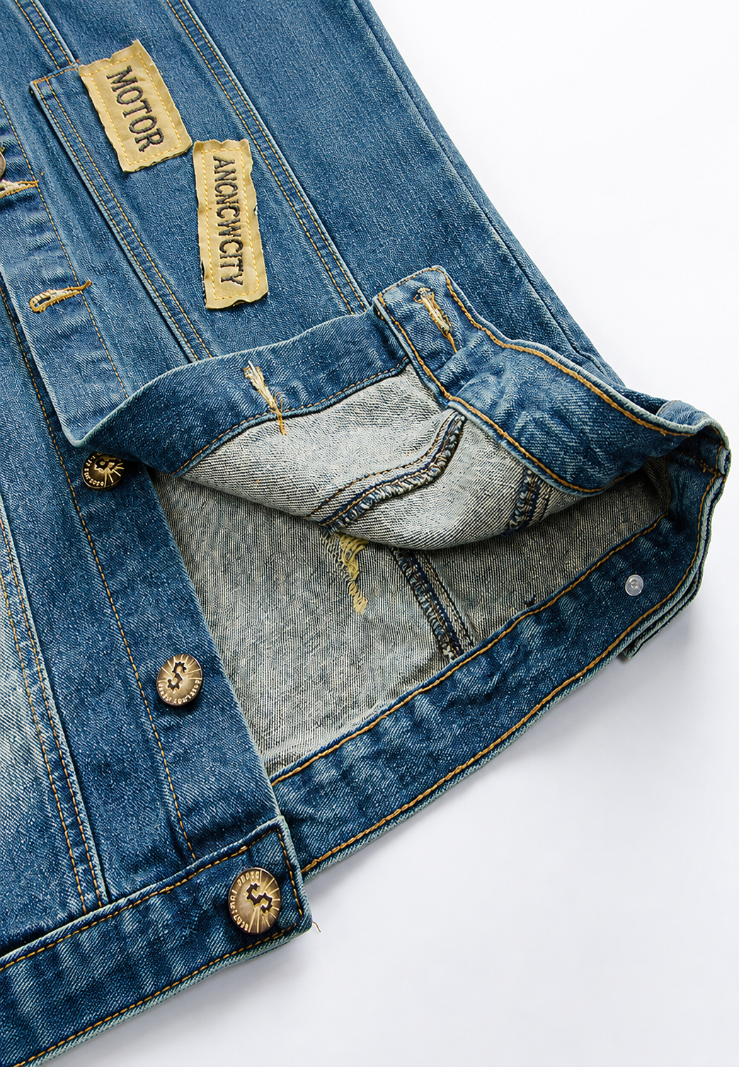 Geborduurde herenjeansvest met verwassen look - Leander