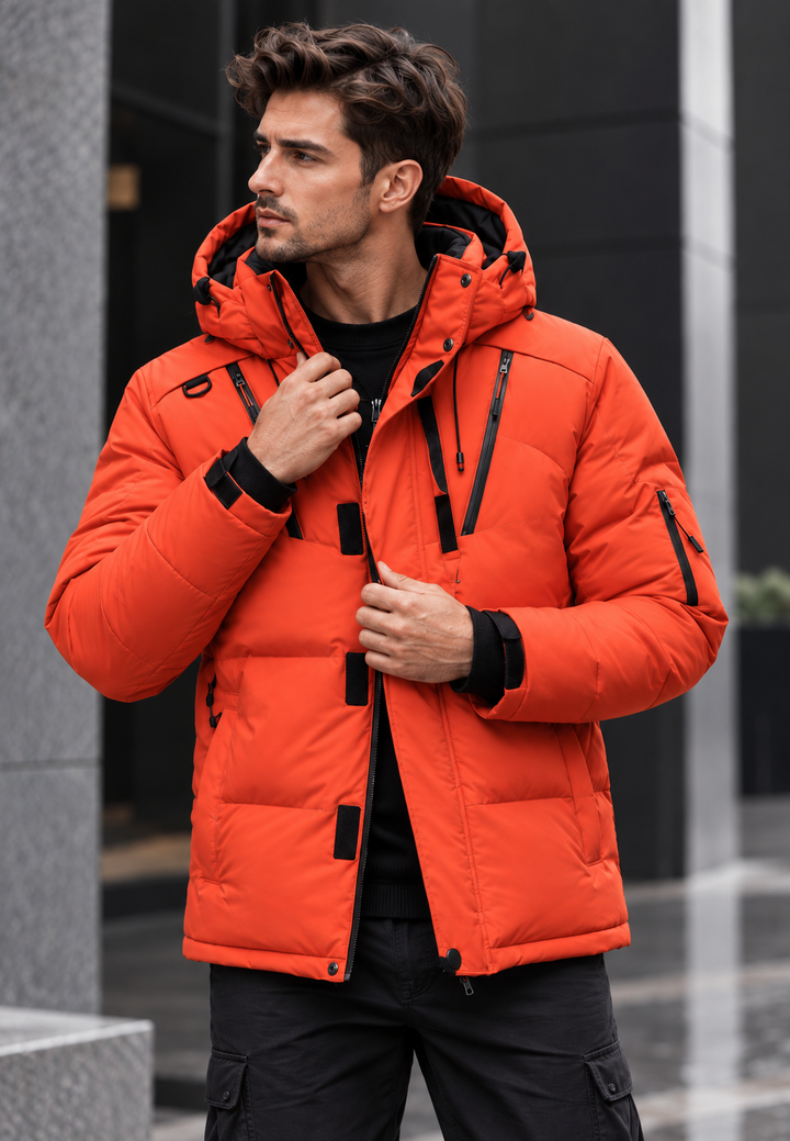 Gewatteerd herenjack outdoor met capuchon en hoge hals - Stellan