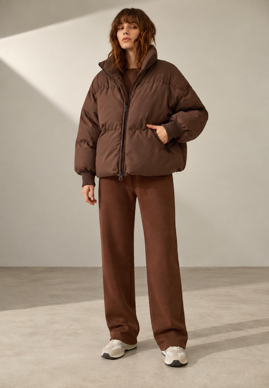 Gewatteerd oversized damesjasje met hoge hals en rits - Anouk