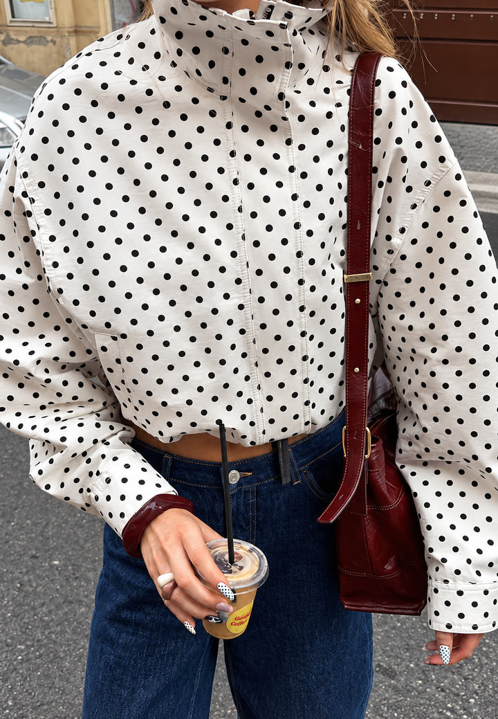 Bomberjack voor dames met polka dot print - Vera