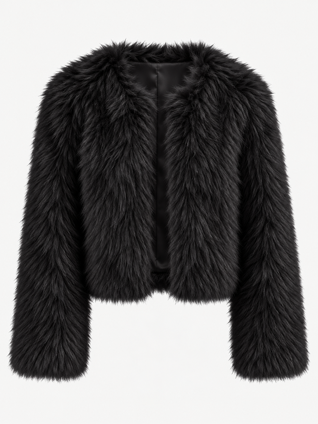 Kort damesjack met bontlook en lange mouwen - Clémence