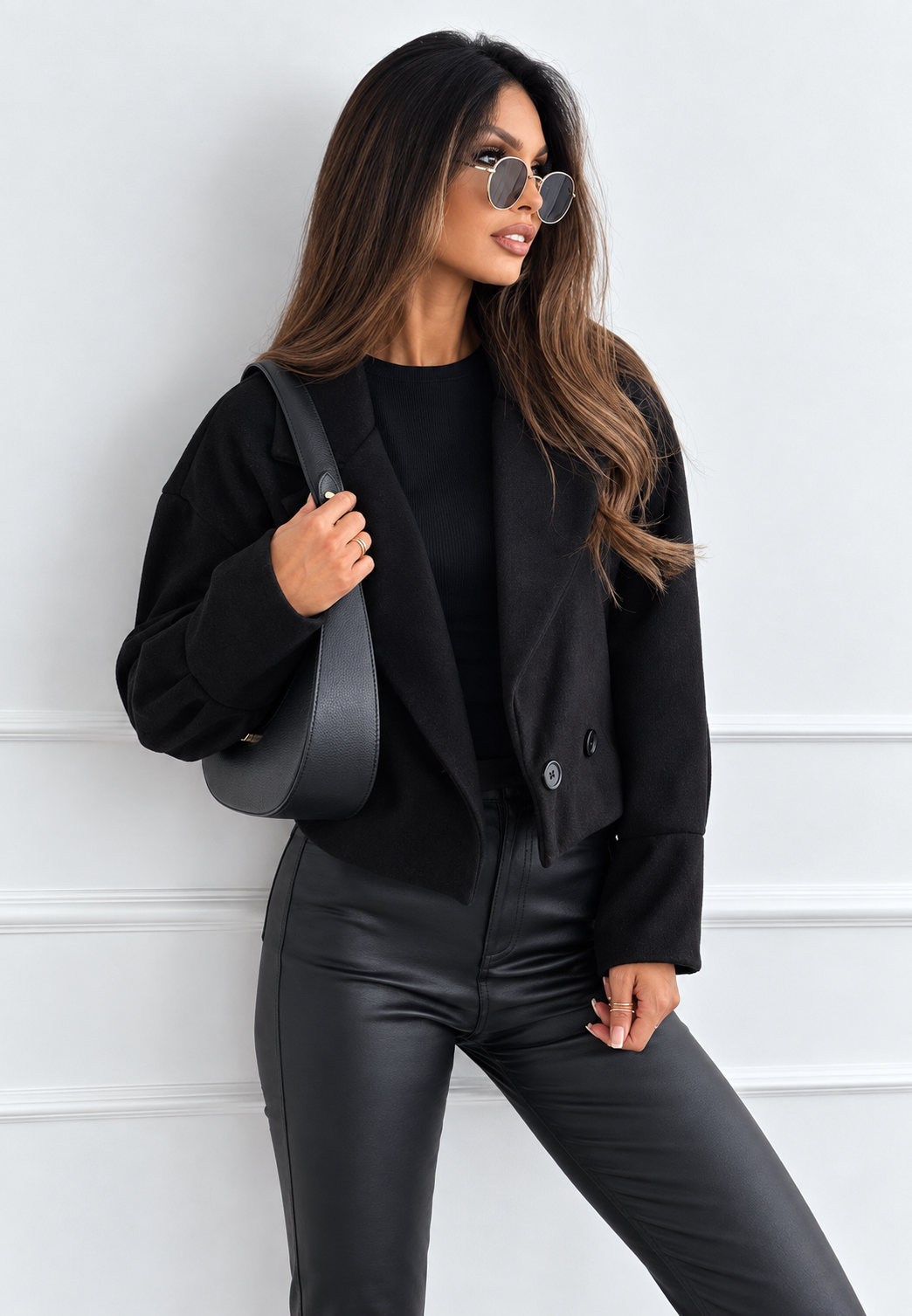 Kort damesjack met brede revers en oversized pasvorm - Céliane