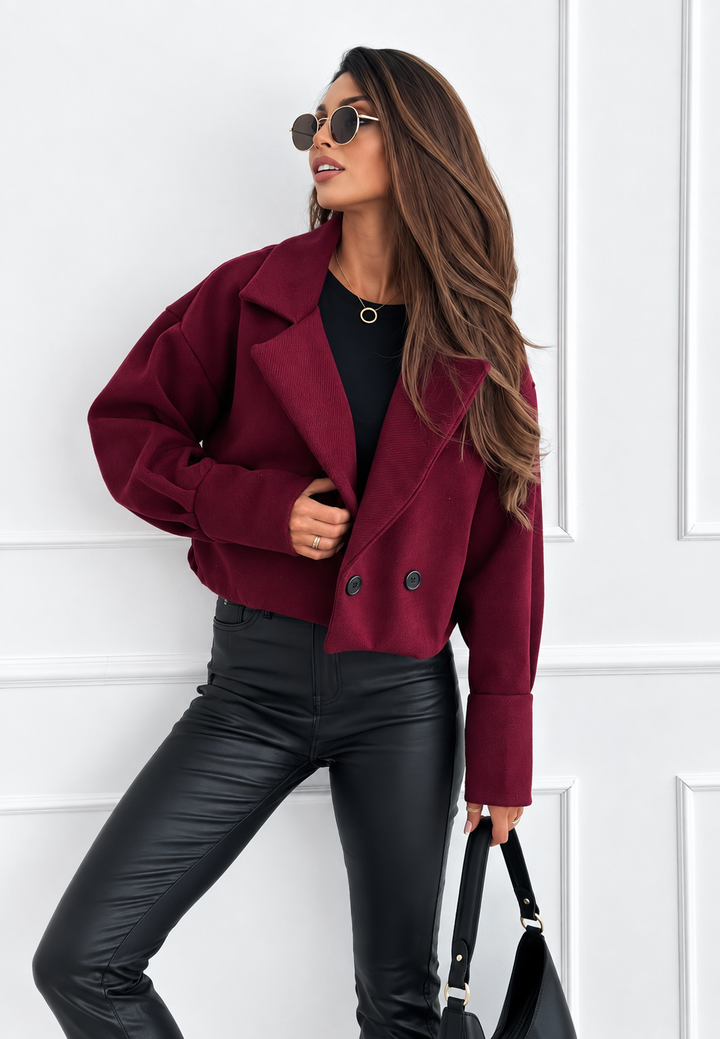 Kort damesjack met brede revers en oversized pasvorm - Céliane