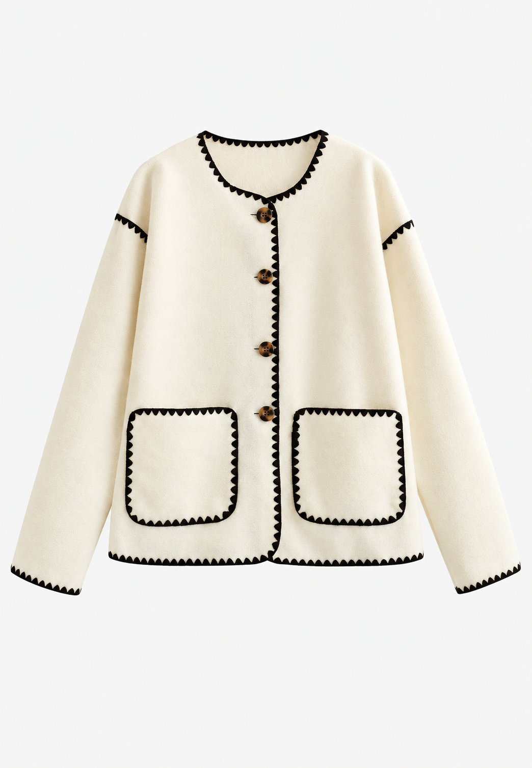 Gebreid damesvest met colourblock en contrastbiezen - Émeline