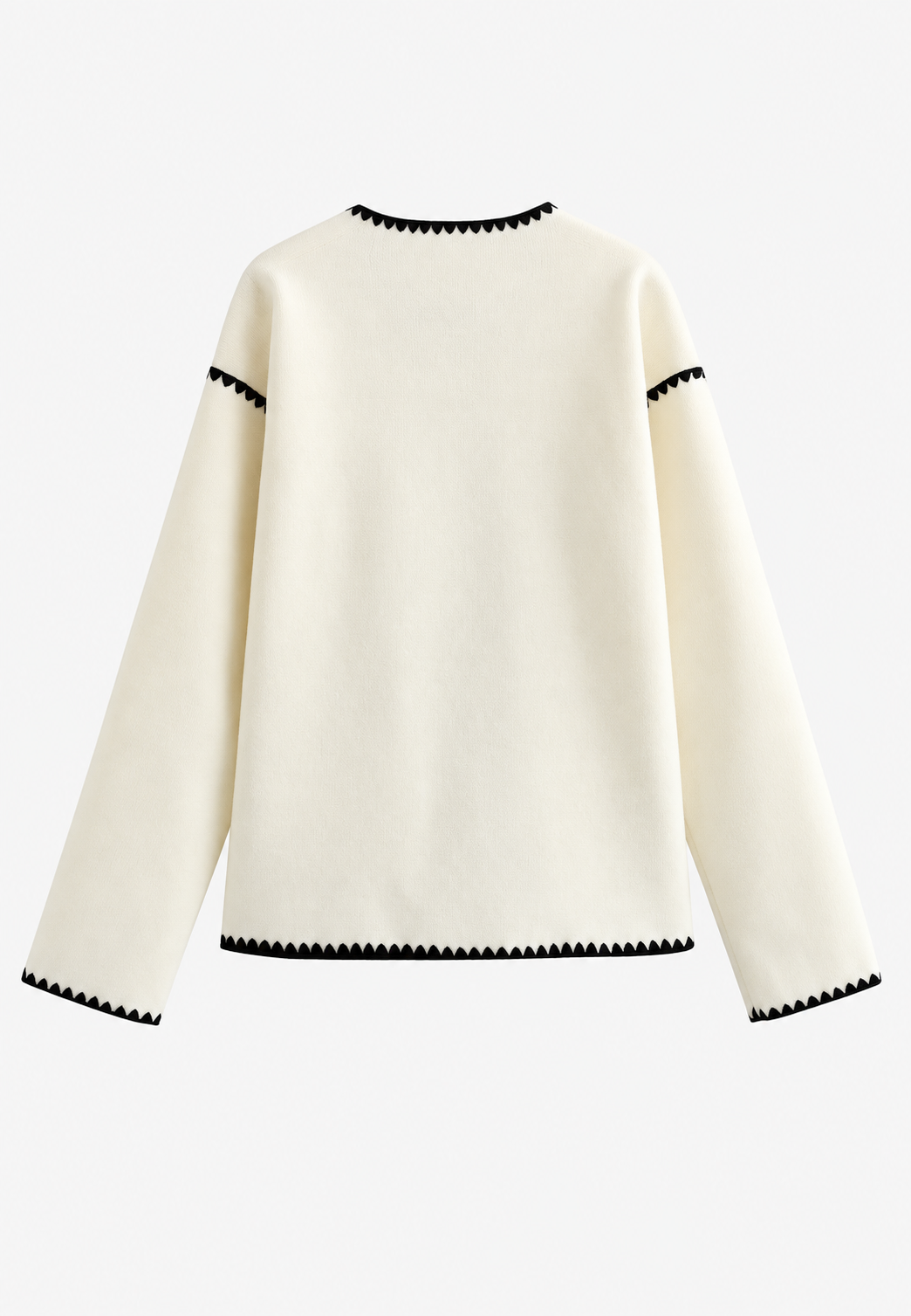Gebreid damesvest met colourblock en contrastbiezen - Émeline