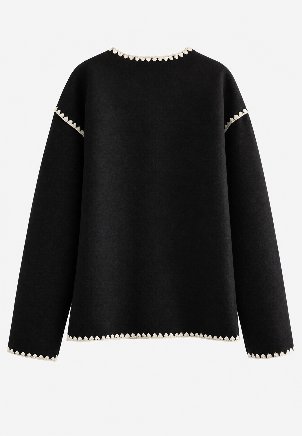 Gebreid damesvest met colourblock en contrastbiezen - Émeline