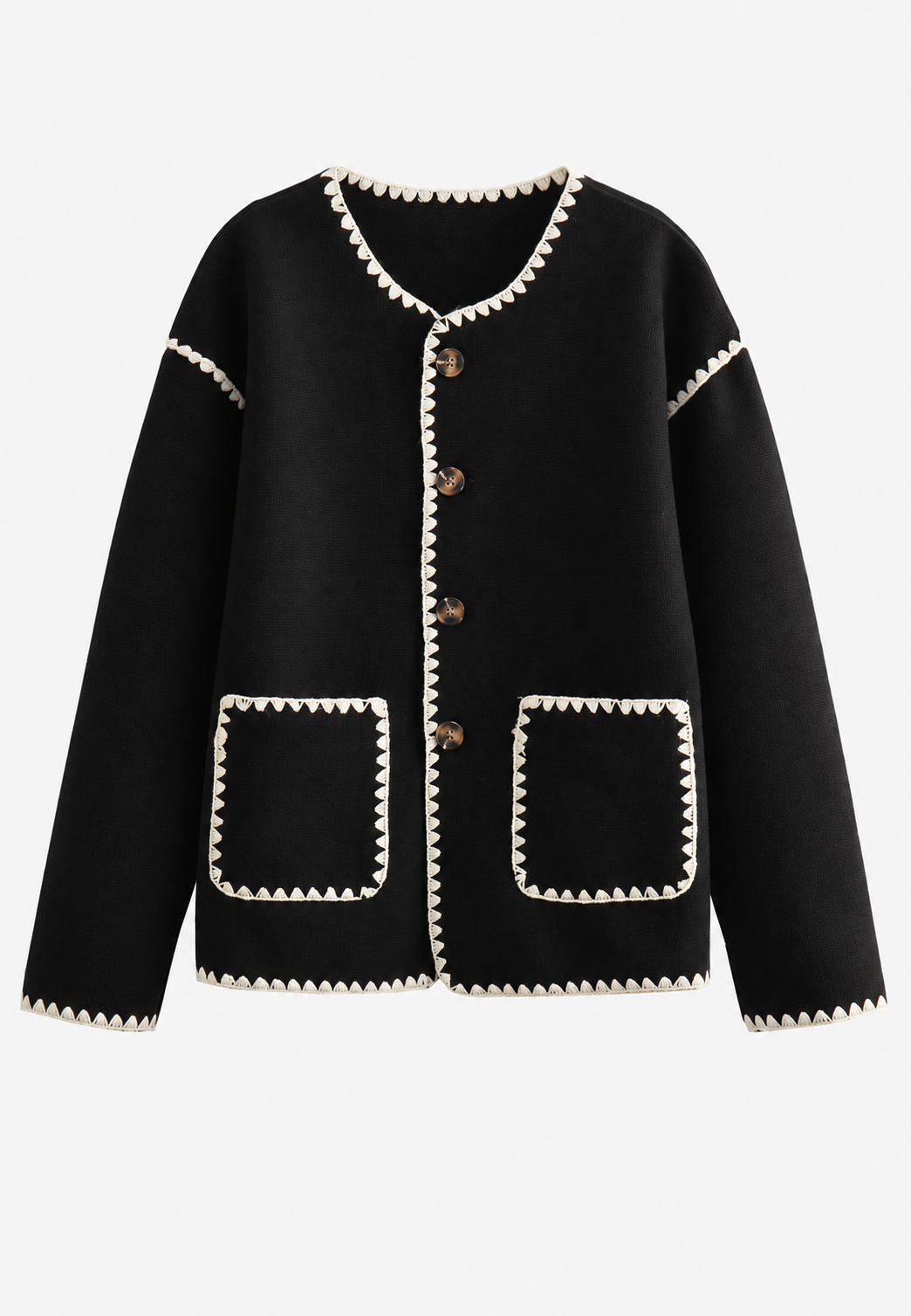 Gebreid damesvest met colourblock en contrastbiezen - Émeline