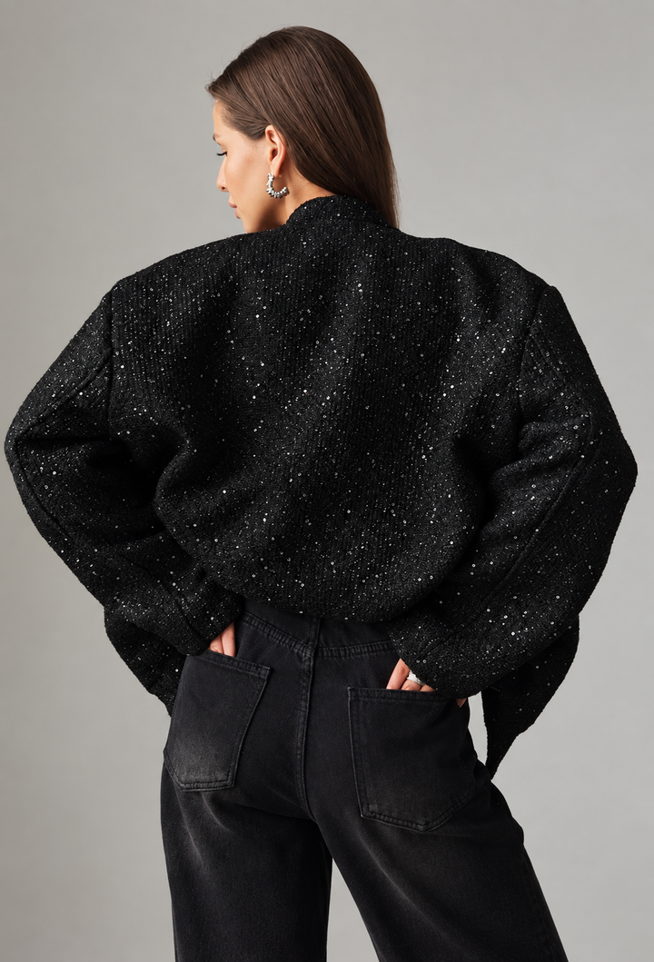 Damesjasje in tweedlook met pailletten en ronde hals - Mirelle
