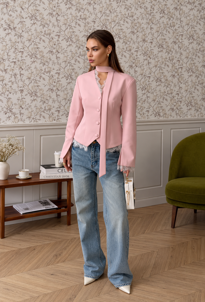 Elegant damesjasje met kant en knopen - Ayla