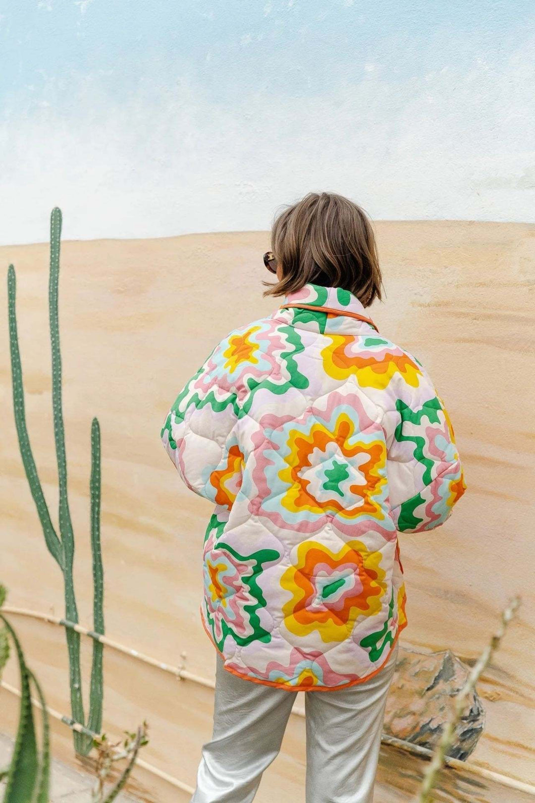 Damesjasje met grote bloemen, ruitwattering en bohostijl - Mirthe