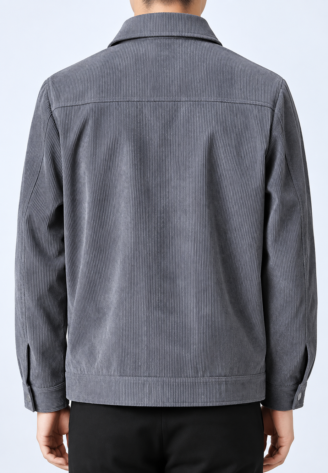 Herensweater van corduroy met overhemdkraag, borstzak en ritssluiting - Amaury