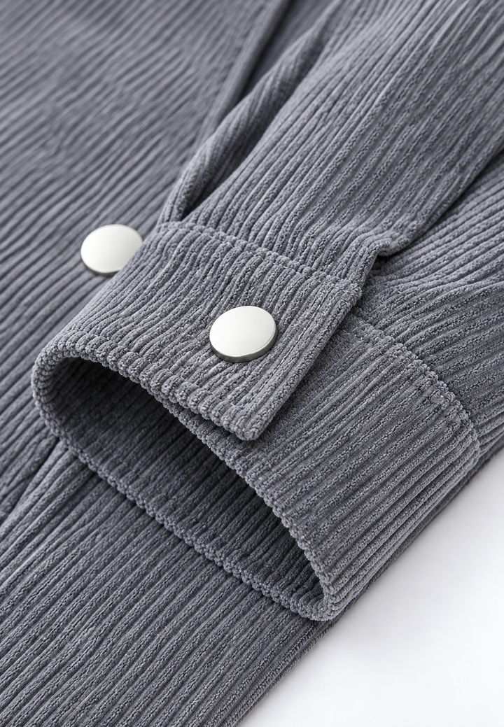 Herensweater van corduroy met overhemdkraag, borstzak en ritssluiting - Amaury