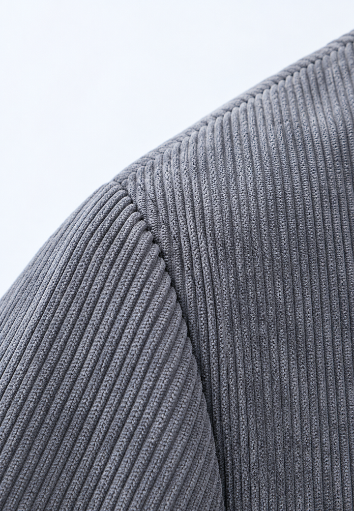 Herensweater van corduroy met overhemdkraag, borstzak en ritssluiting - Amaury
