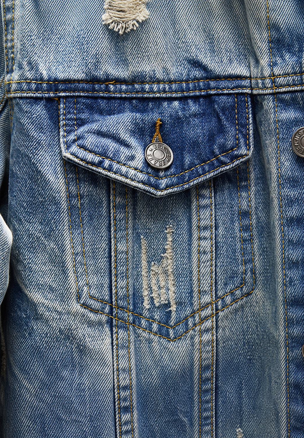 Slim fit herenjeansjasje met scheuren en gewassen effect - Levon