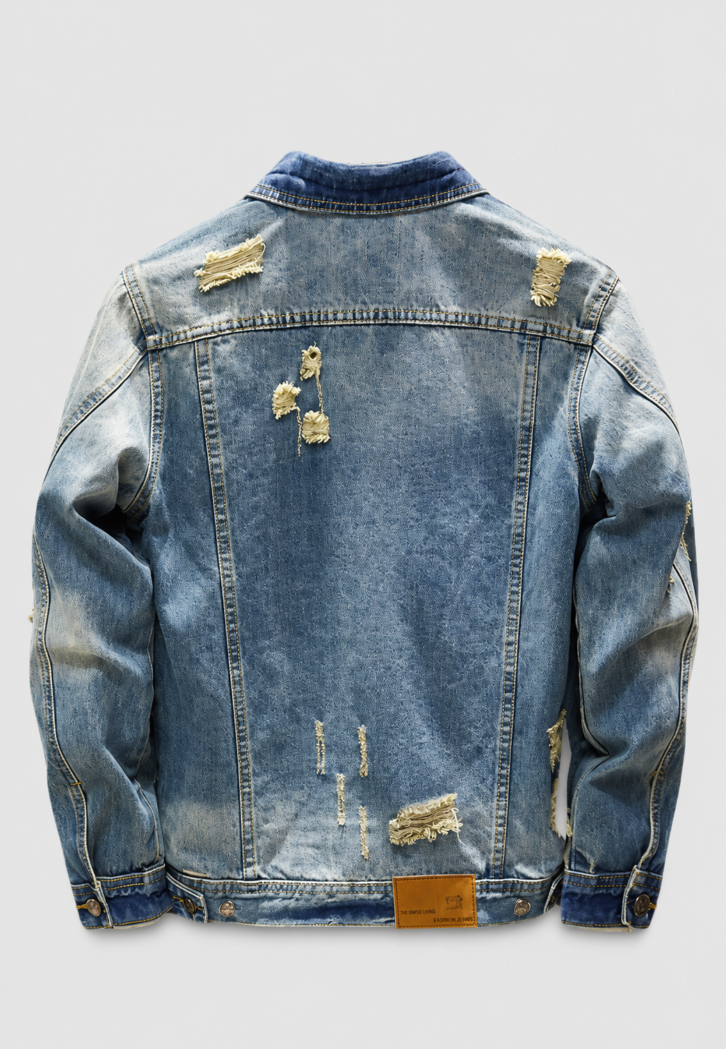 Slim fit herenjeansjasje met scheuren en gewassen effect - Levon