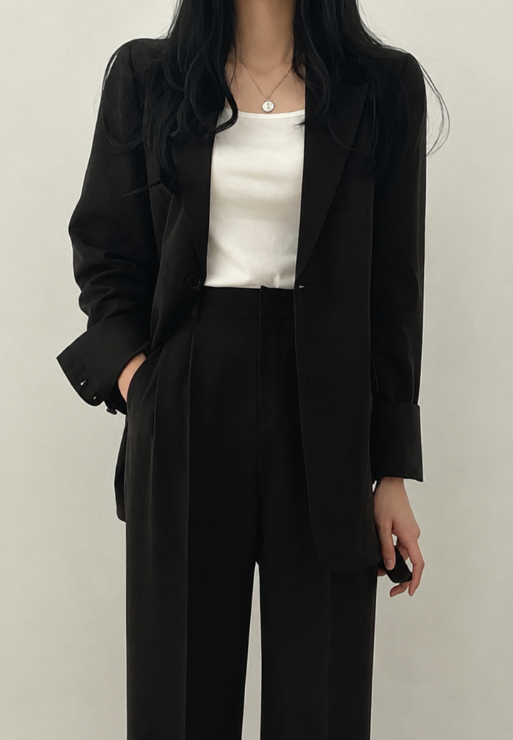 Tweedelig damespak met blazer en rechte broek - Athena