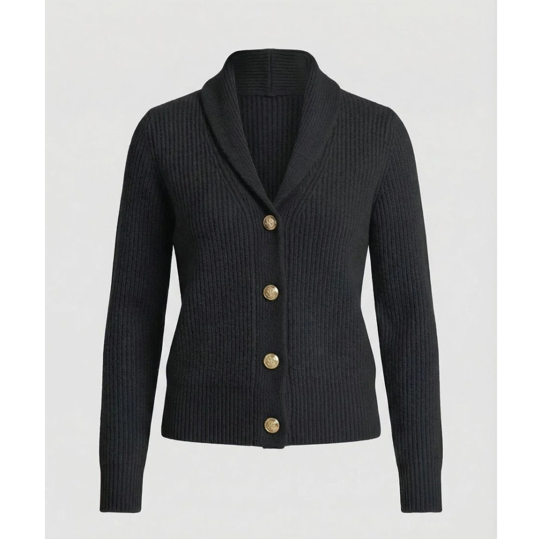 Damesvest met sjaalkraag en decoratieve knopen - Cora