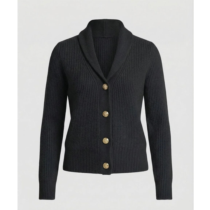 Damesvest met sjaalkraag en decoratieve knopen - Cora