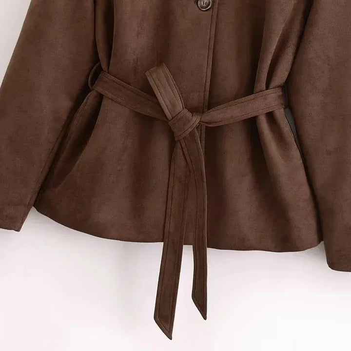 Damesjack van suède met ceintuur - Avelise