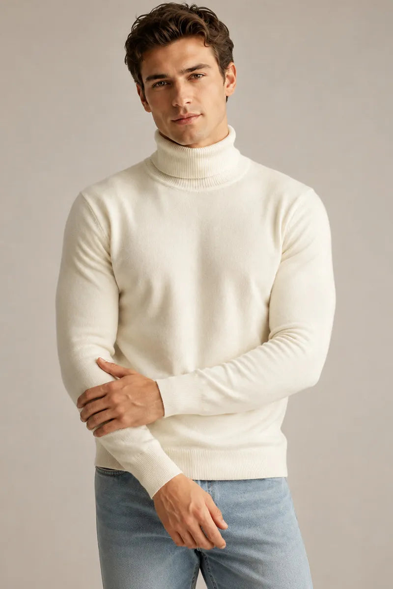Slim-fit herentrui met col en effen breisel - Caspar