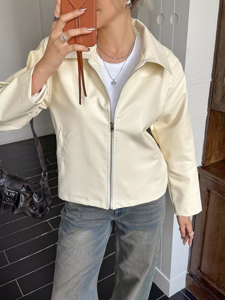 Damesjack met leereffect en ritssluiting - Kendra