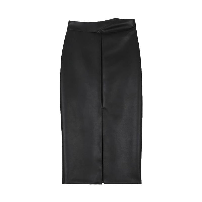 Midirok met leereffect en split voor dames - Chiara