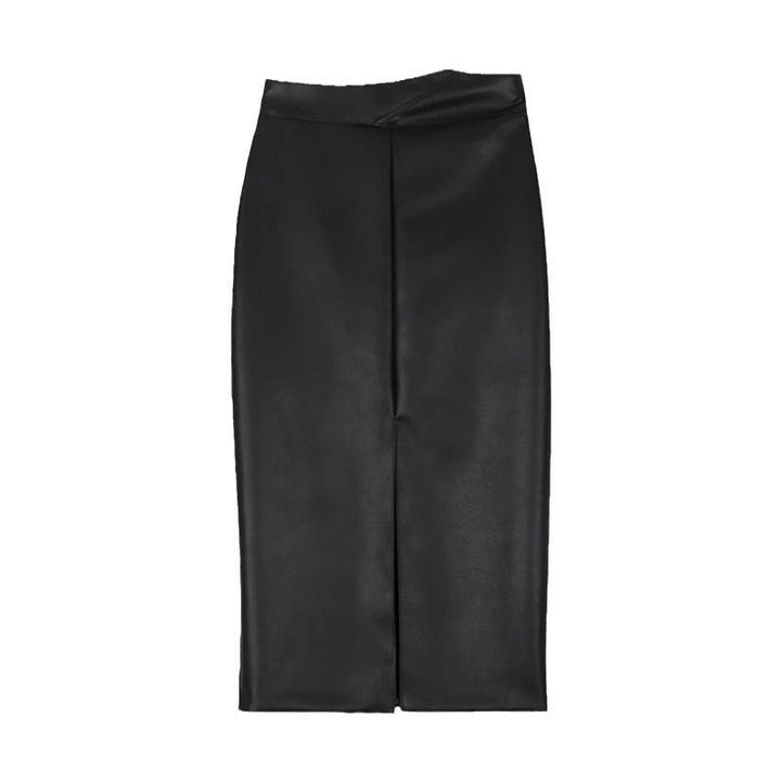 Midirok met leereffect en split voor dames - Chiara