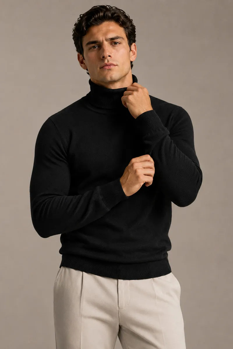 Slim-fit herentrui met col en effen breisel - Caspar