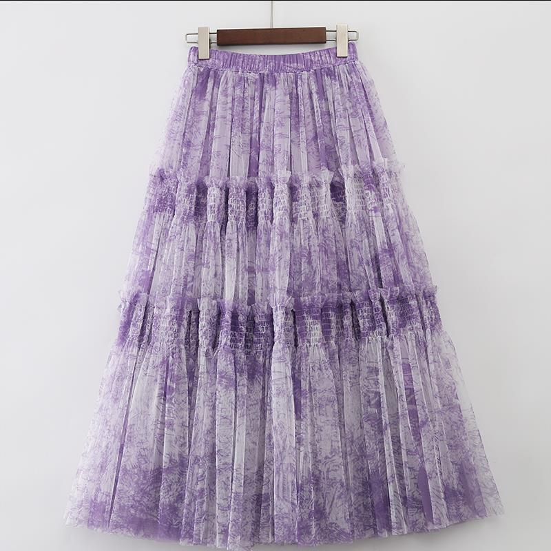 Vloeiende rok met print voor dames, elastische taille en wijde snit - Sabrina