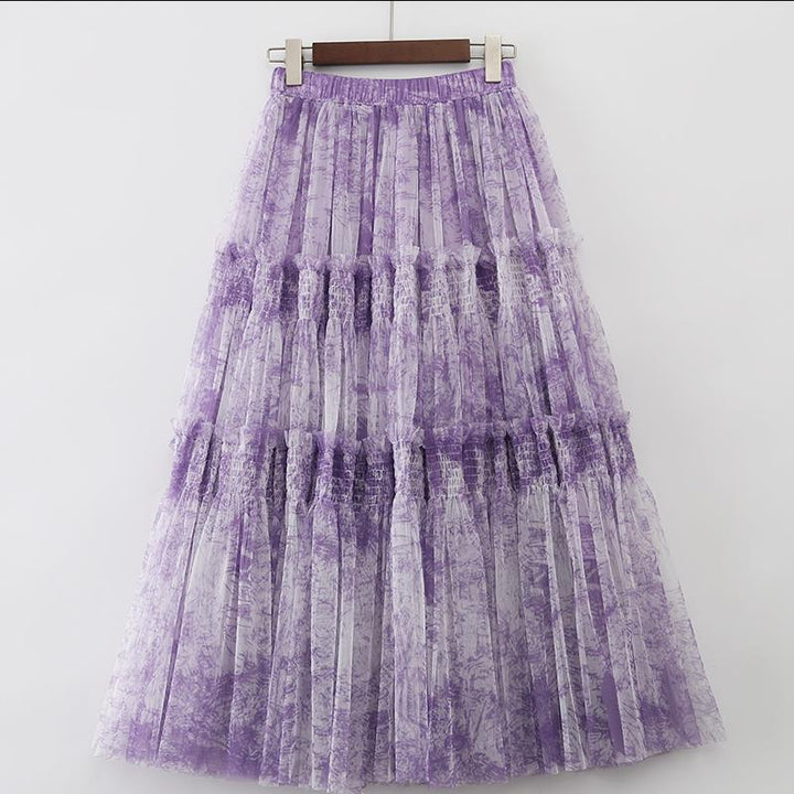 Vloeiende rok met print voor dames, elastische taille en wijde snit - Sabrina