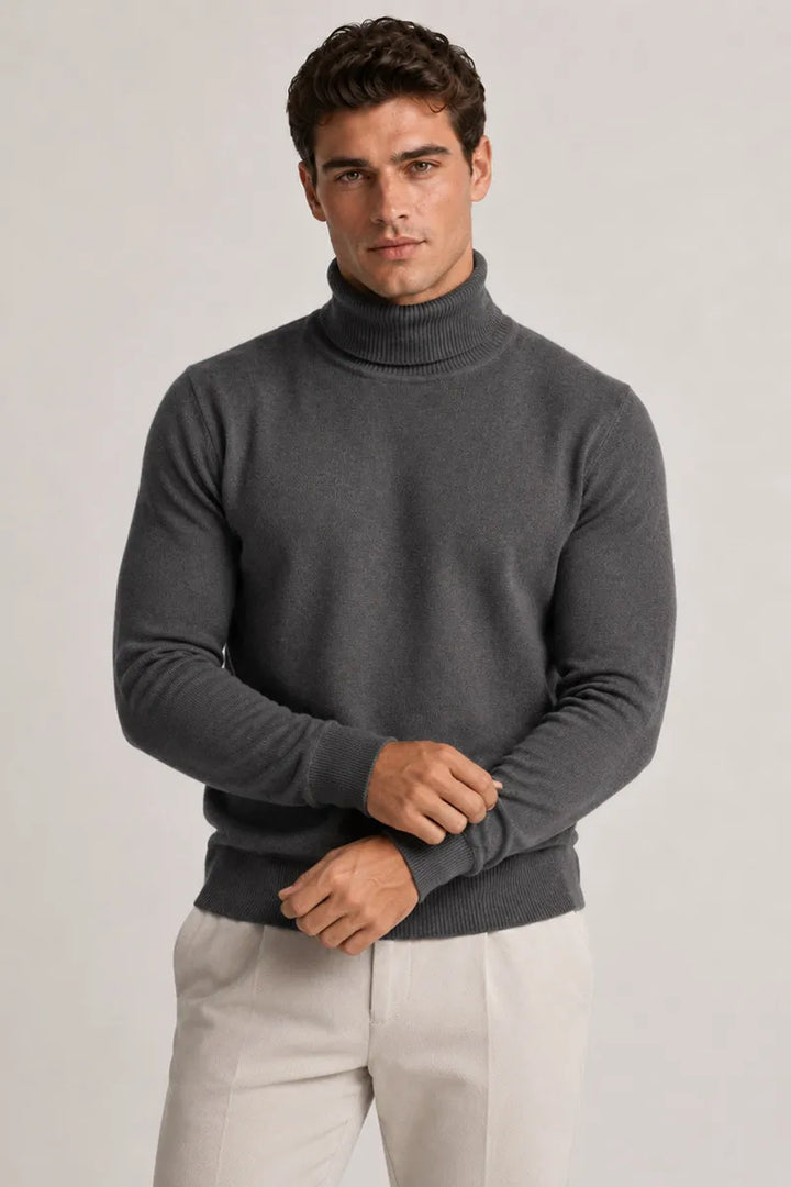 Slim-fit herentrui met col en effen breisel - Caspar