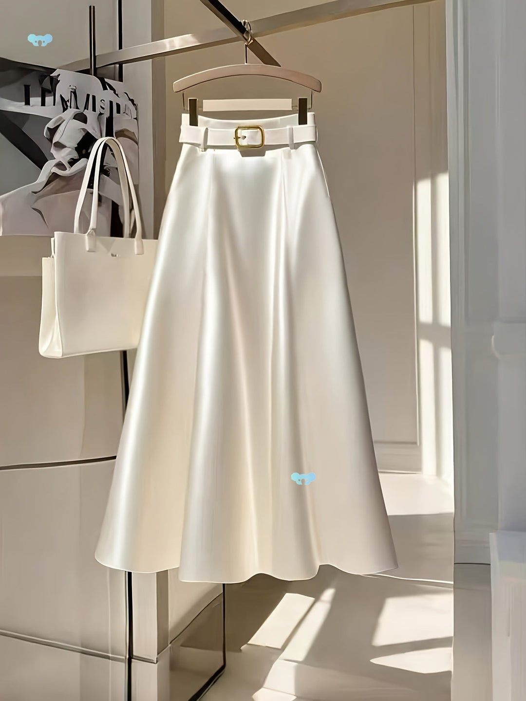 Vrouwen satijnen midi rok elegant hoge taille - Estelle