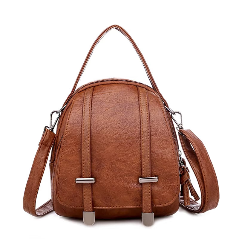 Schoudertas compact leren vintage stijl - Miranda