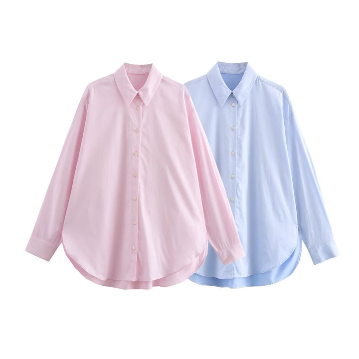 Damesblouse met klassieke kraag en knoopsluiting voor - Mackenzie