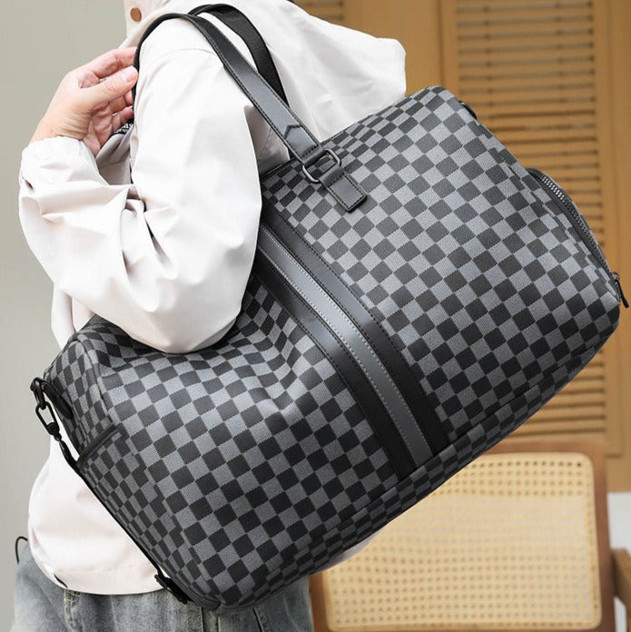 Geruite heren reistas met dubbel verstevigd handvat - Mauro