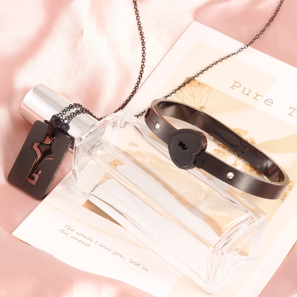 Juwelenset paar hangslot en sleutel hart ontwerp - Énclave