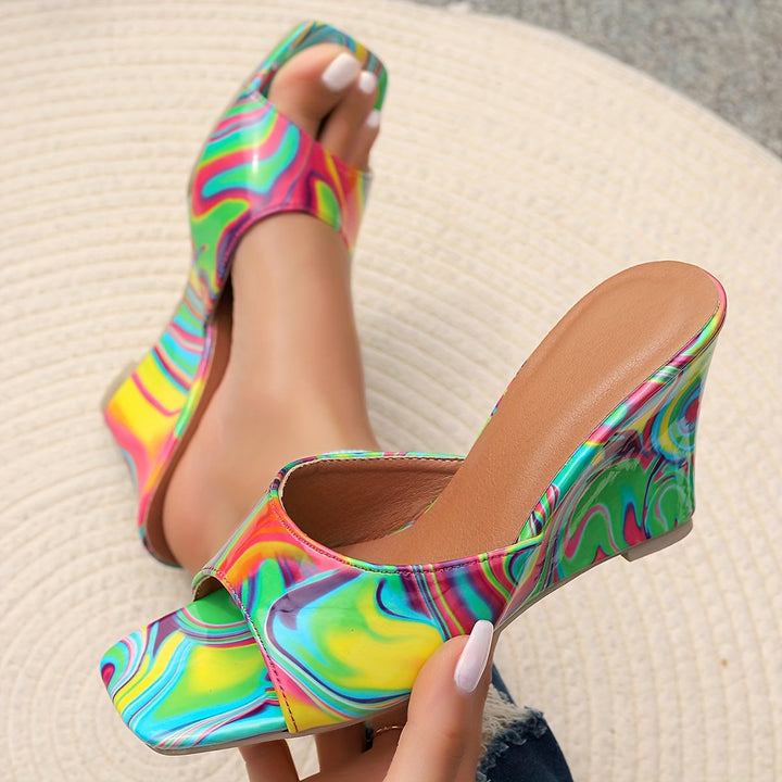 Abstract leren sleehak - Mitzi