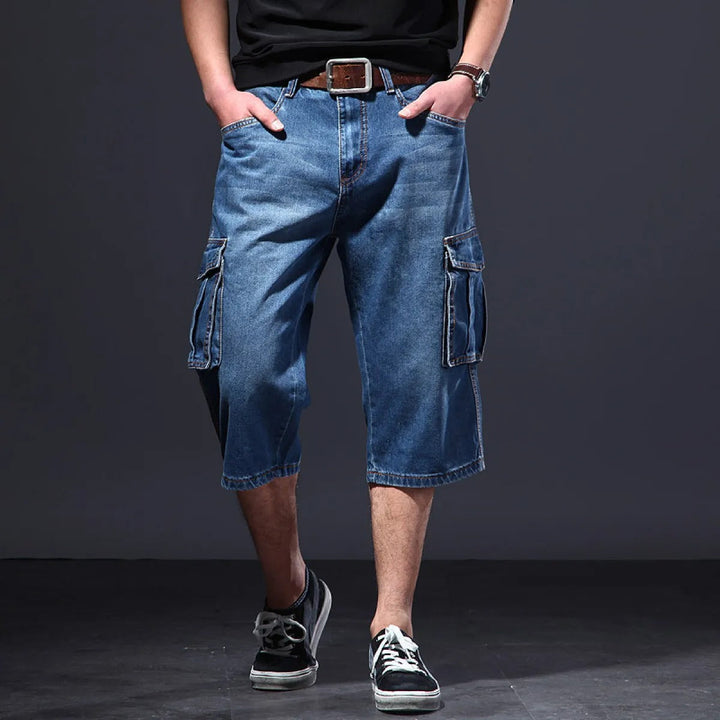 Heren denim cargo short met meerdere zakken - Damien