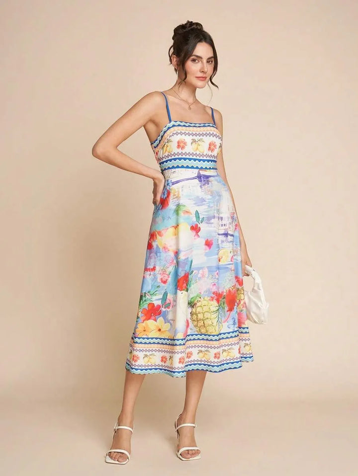 Lentezomer midi-jurk met bloemenprint - Mirela