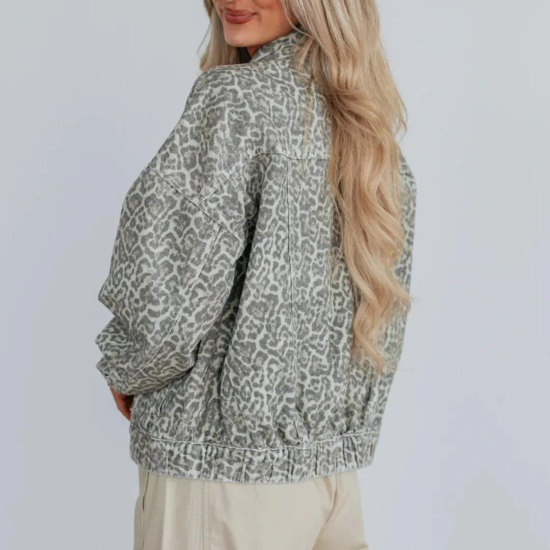 Dames spijkerjas met dierenprint - Livaine