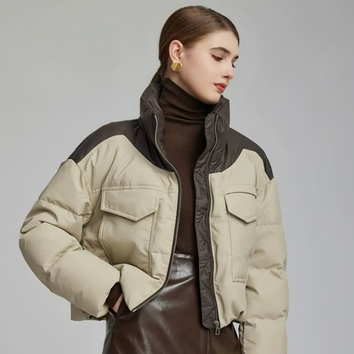 Gewatteerd jack met leren effect voor dames - Édrine
