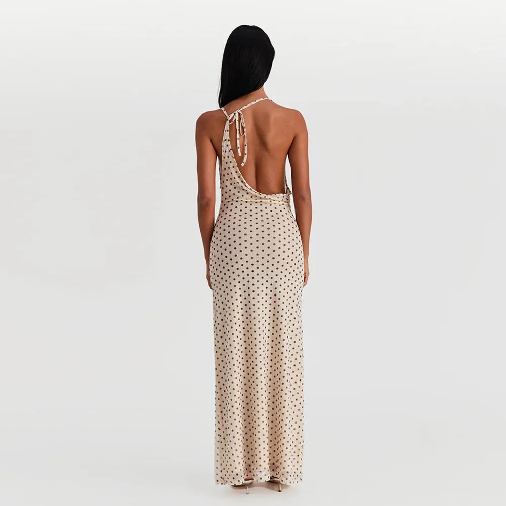 Ivy - Bedrukte lange jurk met spaghettibandjes