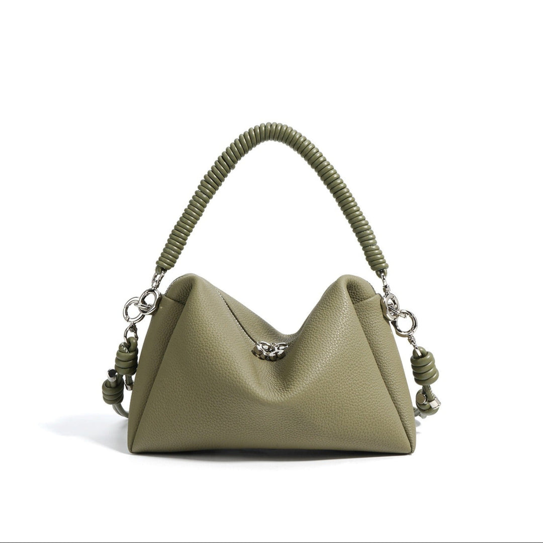 Schoudertas van echt leer voor vrouwen met gevlochten handvat - Mireya