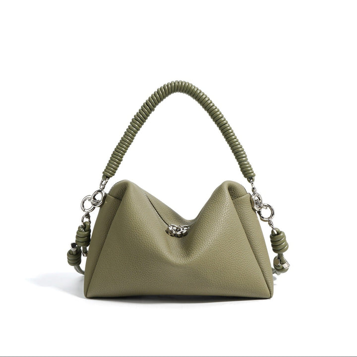 Schoudertas van echt leer voor vrouwen met gevlochten handvat - Mireya