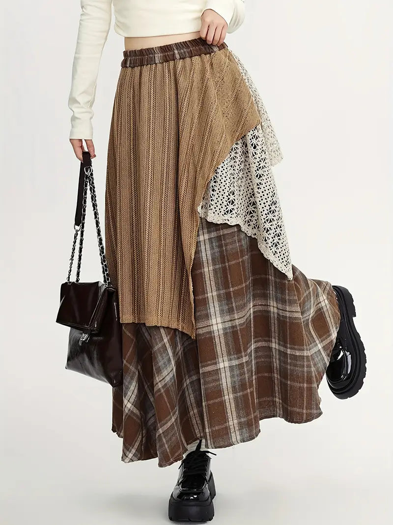 Asymmetrische lange trapeze rok, elegant en modern, perfect voor een trendy, vrouwelijke look