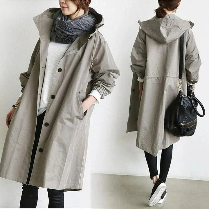 Dames trenchcoat oversized met lichte capuchon - Simona