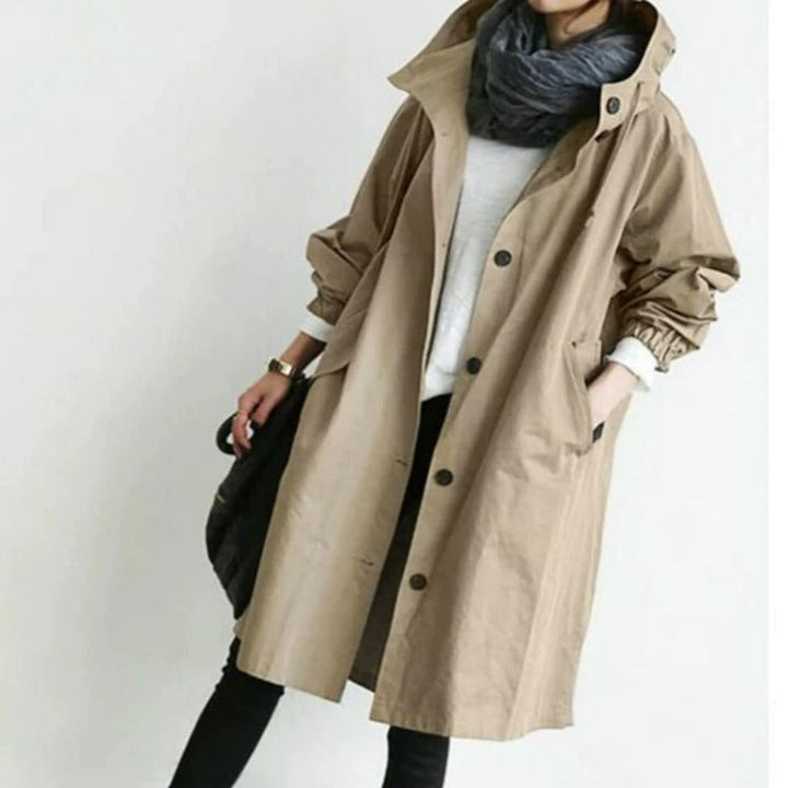 Dames trenchcoat oversized met lichte capuchon - Simona